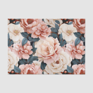 Papel De Seda Rubor de patrón floral elegante rosa azul