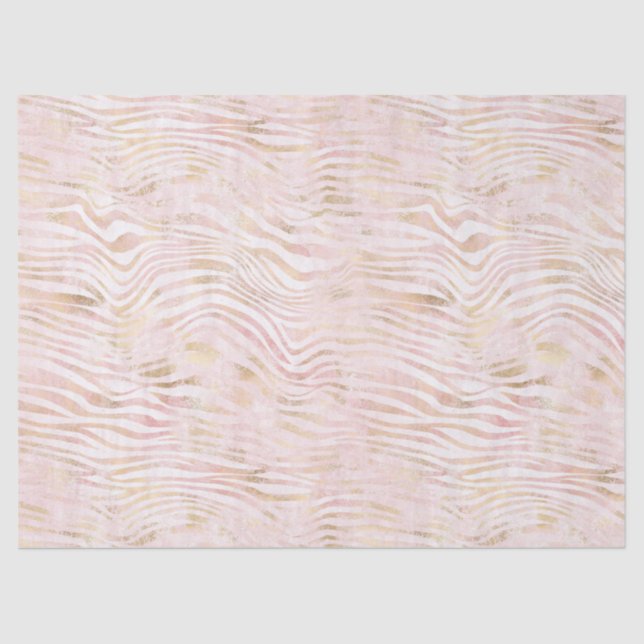Papel De Seda Rubor Pink Glam Gold Zebra Print (Anverso)