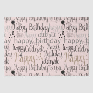 Papel De Seda Rubor Pink Happy Birday