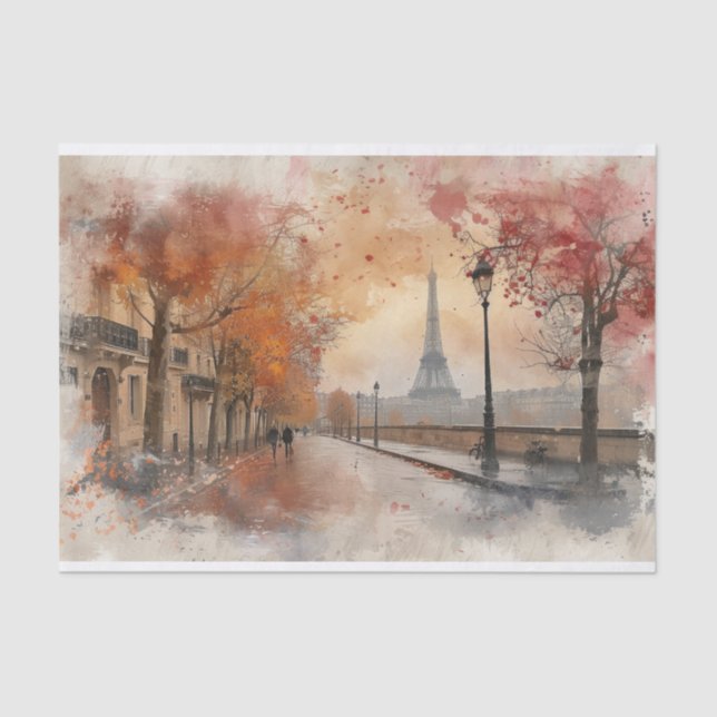 Papel De Seda "Rubor Street of Paris": Decoupage acuarela (Anverso)