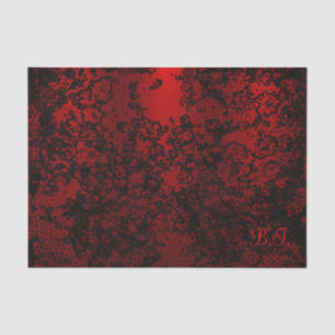 Papel De Seda Ruby rojo negro elegante floral brillante elegante