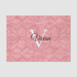 Papel De Seda Ruddy Pink Watercolor Monograma