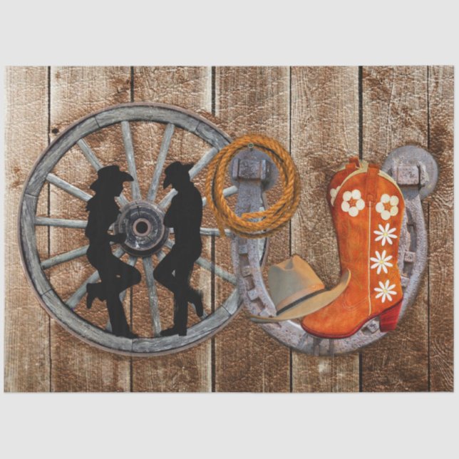 Papel De Seda Rueda de la carreta herradura herradura de Cowboy  (Anverso)