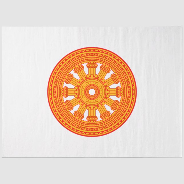 Papel De Seda Rueda roja de Dharma (arte budista) (Anverso)