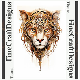 Papel De Seda Ruedas Metálicas de Tigre Steampunk Decoupage L 13