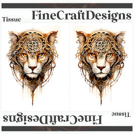 Papel De Seda Ruedas Metálicas Steampunk Tigre Decoupage LR 136