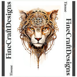 Papel De Seda Ruedas Metálicas Steampunk Tigre Decoupage R 136