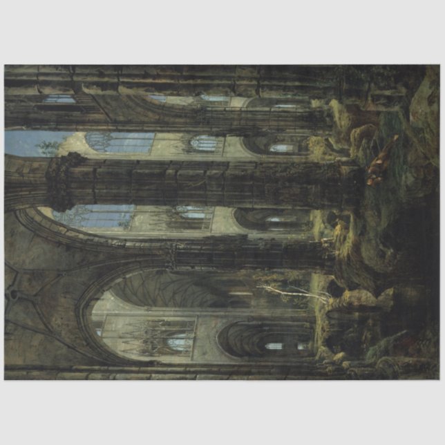 Papel De Seda Ruinas góticas (por Carl Blechen) (Anverso)