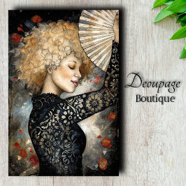 Papel De Seda Rulos dorados y encaje de medianoche decoupage