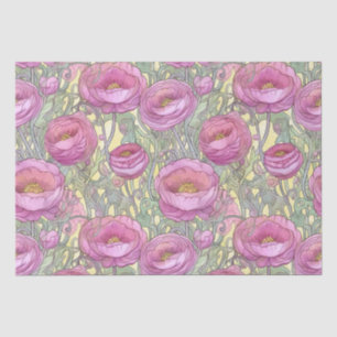 Papel De Seda Runculus rosado Art Nouveau