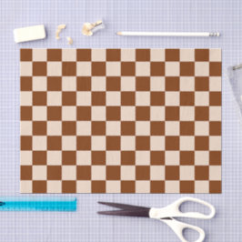 Papel De Seda Rust brown and beige checkerboard pattern