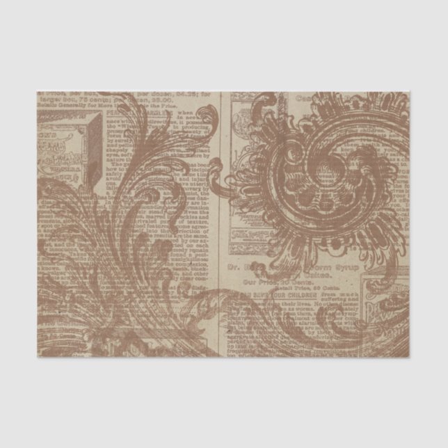 Papel De Seda Rust Brown Filigree (Anverso)