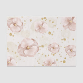 Papel De Seda Rustic Blush & Gold Floral Boho Gift Paper