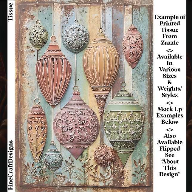 Papel De Seda Rustic Boho Chic Holiday Ornaments EA1R Decoupage (Subido por el creador)