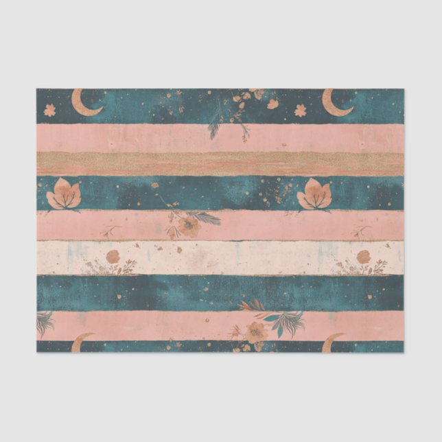 Papel De Seda Rustic Celestial Stripe Moon Sun Earthy (6) (Anverso)