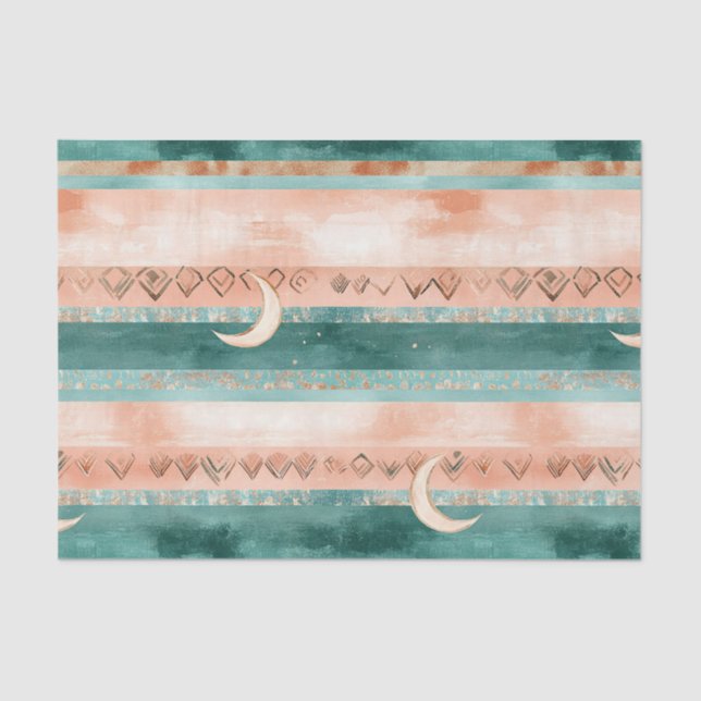 Papel De Seda Rustic Celestial Stripe Moon Sun Earthy (8) (Anverso)