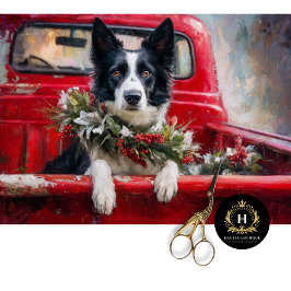 Papel De Seda Rustic Christmas Border Collie Decoupage