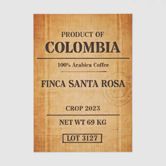 Papel De Seda Rustic Colombian Coffee Burlap Sack FC6 Decoupage (Anverso)