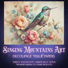 Papel De Seda Rustic Farmhouse Floral Hummingbird Decoupage