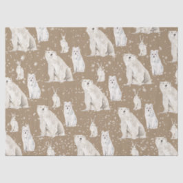 Papel De Seda Rustic Kraft Elegant Arctic Winter Animales nevado