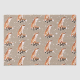Papel De Seda Rustic Kraft Elegant Snowy Winter Animales Rojo Fo