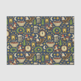 Papel De Seda Rustic Midnight Revelry Folk Pattern