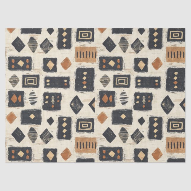 Papel De Seda Rustic Mudcloth Geometric Pattern (2) (Anverso)