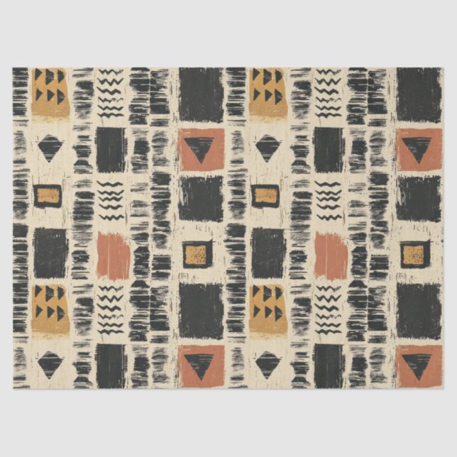 Papel De Seda Rustic Mudcloth Geometric Pattern (3) (Anverso)