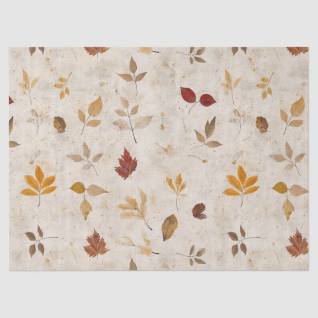 Papel De Seda Rustic Pressed Leaves Pattern –Autumn Botanical 10 (Anverso)