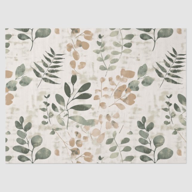 Papel De Seda Rustic Pressed Leaves Pattern –Autumn Botanical 15 (Anverso)