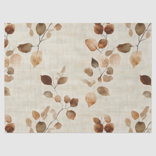 Papel De Seda Rustic Pressed Leaves Pattern – Autumn Botanical 9 (Anverso)