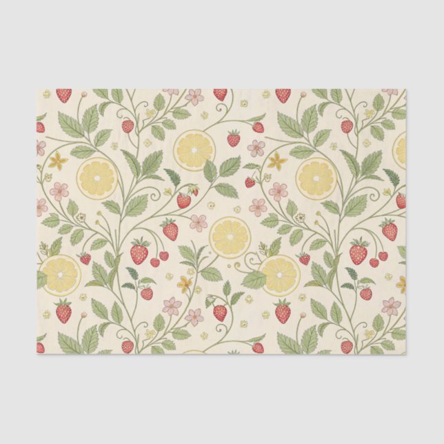 Papel De Seda Rustic Strawberry & Citrus Earthy Pattern (1) (Anverso)