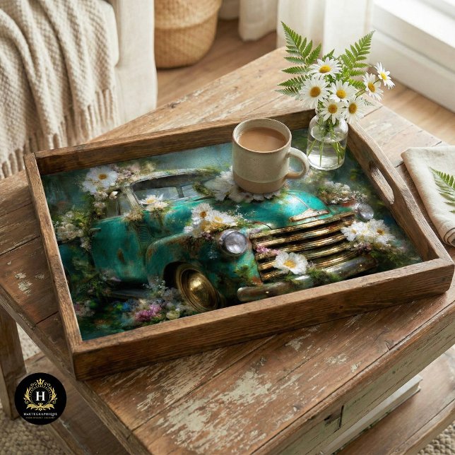 Papel De Seda Rustic Turquoise Floral Truck Decoupage (Subido por el creador)