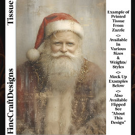 Papel De Seda Rustic Vintage Santa Claus Portrait DZ1L Decoupage
