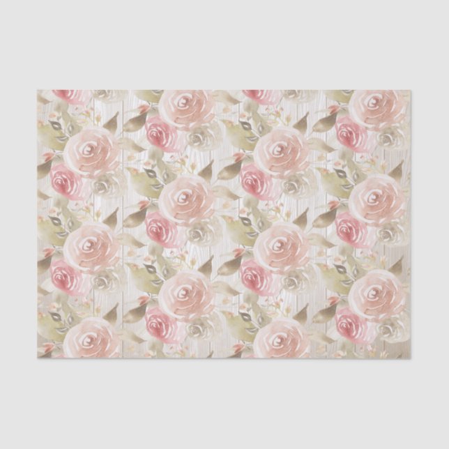 Papel De Seda Rustic Wood Rubor Rosa Baby Shower (Anverso)