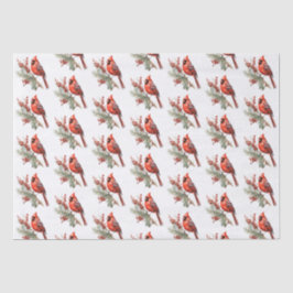 Papel De Seda Rústica acuarela Invernal Cardenal Holly Branch