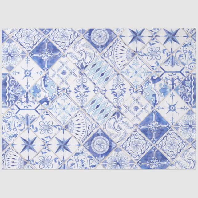Papel De Seda Rústica casa de labranza azul azul descomposición  (Anverso)