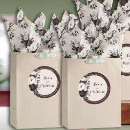 Papel De Seda Rústica elegancia Borgoña Boda Floral