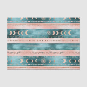 Papel De Seda Rústica Franja Celestial Luna Sol Terroso
