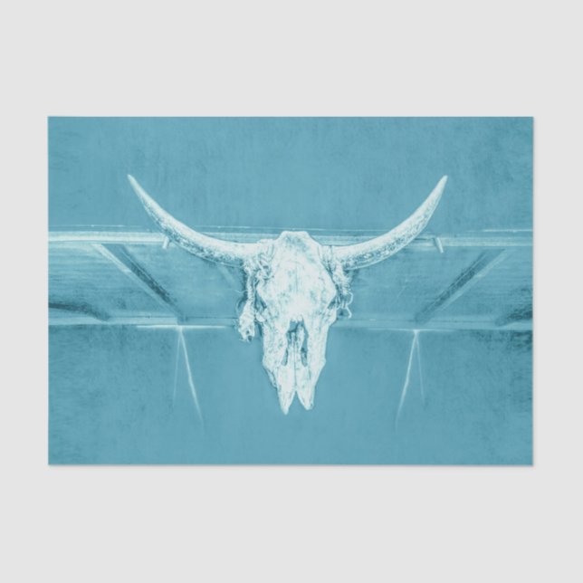 Papel De Seda Rústica Verde azulada Girona Azul Occidental Bull  (Anverso)