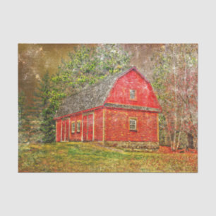 Papel De Seda Rústica Vintage Country Red Barn Molestias Textura