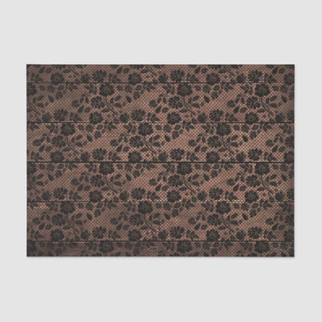 Papel De Seda Rústica Wood & Floral Lace Lacy Lingerie Shower (Anverso)