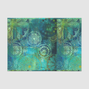 Papel De Seda rústico, art nouveau, shabby, moda, verde, dorado,