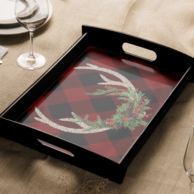 Papel De Seda Rústico Boho Deer Antlers | Navidades Plaid Floral (Subido por el creador)