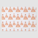 Papel De Seda Rústico Boho Rojo Cinnamon Stick Christmas Tree Wr<br><div class="desc">Un diseño fantasioso con árboles rústicos rojos de Navidad hechos con palos de canela y coronados con una cinsettia. El fondo blanco lo mantiene claro y aireado.</div>