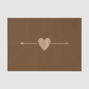 Papel De Seda Rústico Brown Kraft Heart Arrow Bridal Shower