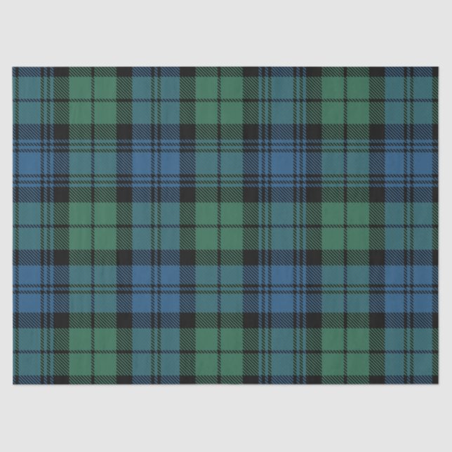 Papel De Seda Rústico Campbell Plaid Blue Green Tartan (Anverso)