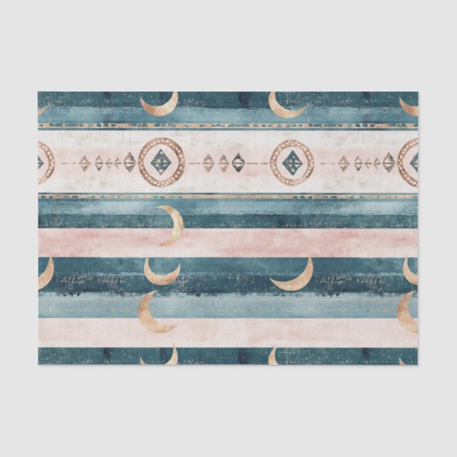Papel De Seda Rústico Celestial Raya Luna Sol Terroso (10) (Anverso)