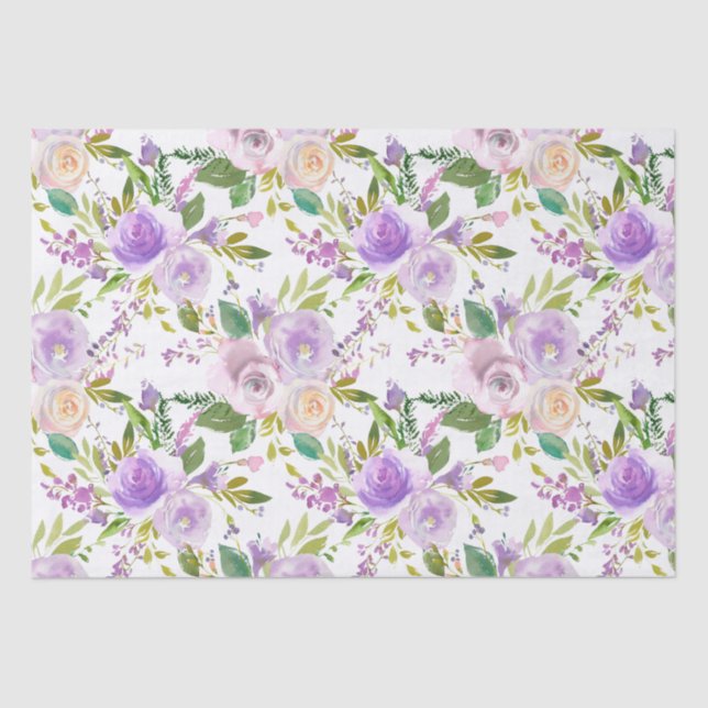 Papel De Seda Rústico floral morado Rosa (Anverso)