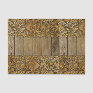 Papel De Seda Rústico, floral, tallado, madera, antiguo, shabby,